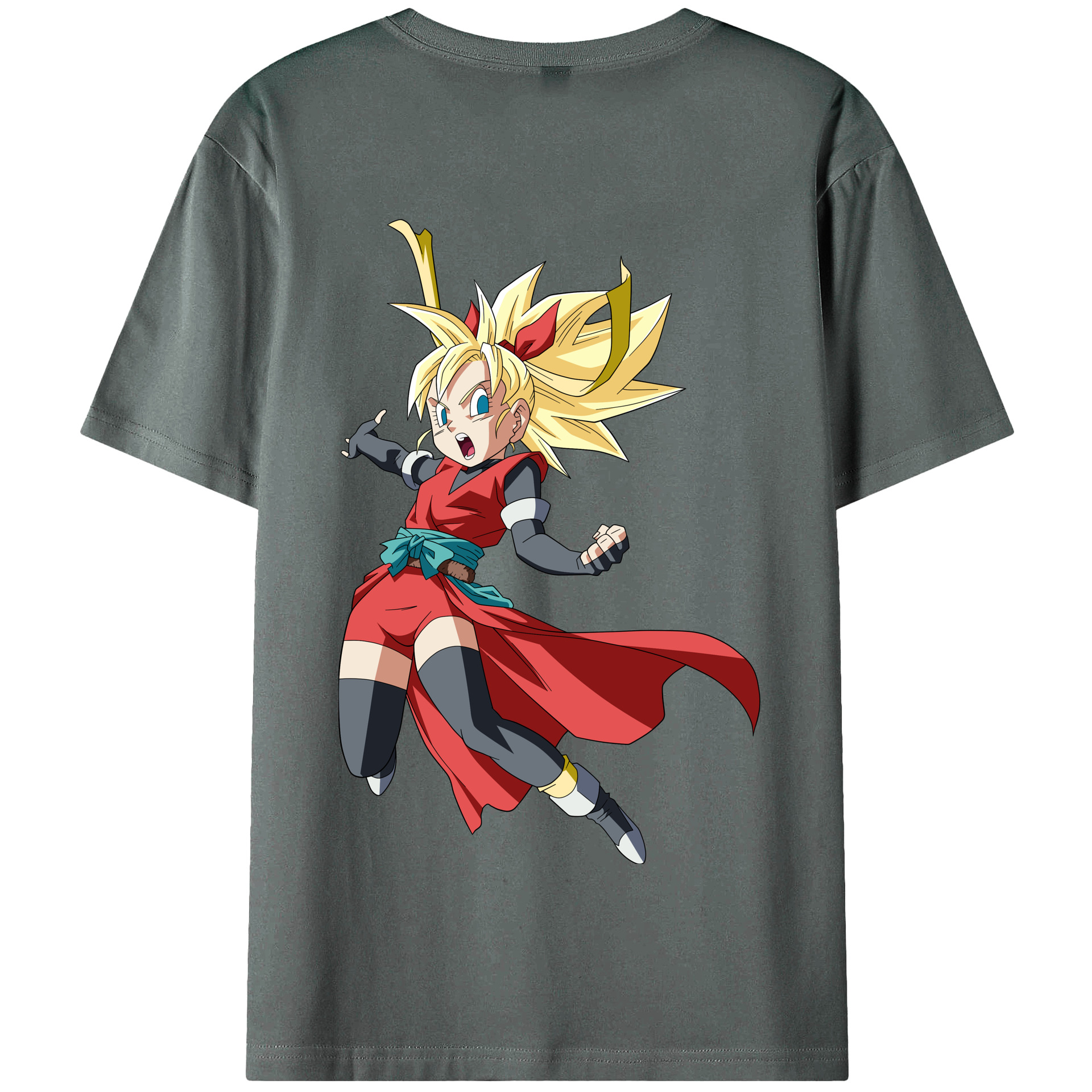 （画像用） ドラゴンボール カリフラ DRAGON BALL Caulifla 綿100％半袖Tシャツ（背面プリント）